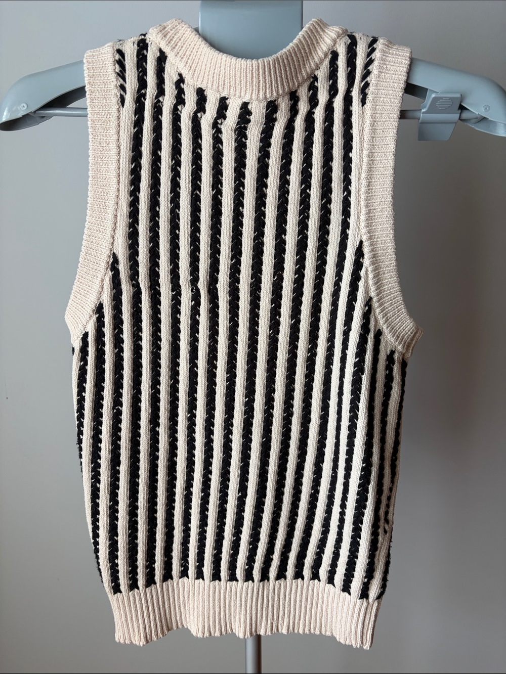French Connection Cream and Black Striped Knit Vest - Picture 3 of 3